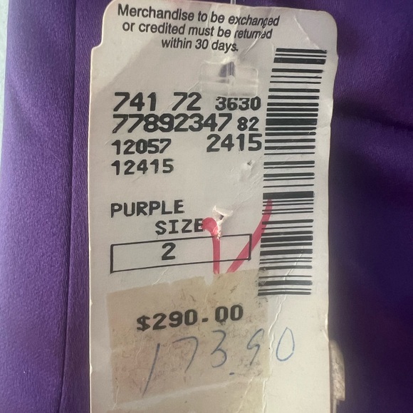 NWT Kay Unger Fit & Flair Satin Sleeveless Open Back with Bow Purple Sz2 - Picture 5 of 16